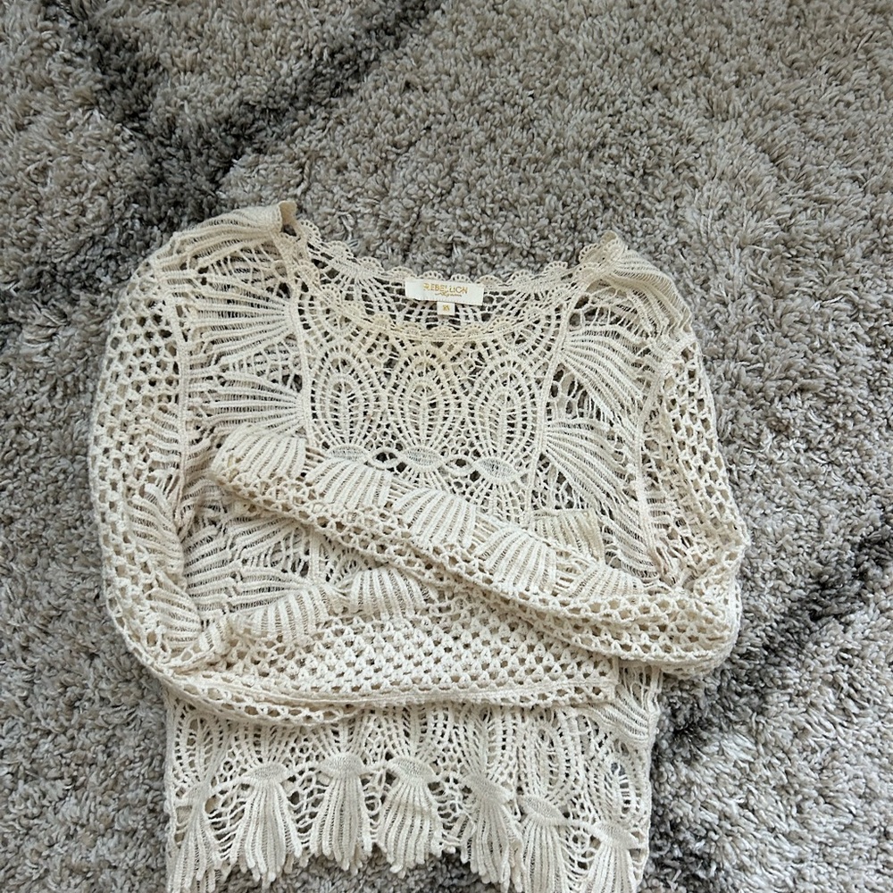 Rebellion Cream Crochet Blouse